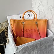 Fortok Chanel Shopping Bag Gradient Calfskin & Silver Metal Orange, Coral Red & Pink AS3351 31cm  - 1