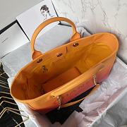 Fortok Chanel Shopping Bag Gradient Calfskin & Silver Metal Orange, Coral Red & Pink AS3351 31cm  - 4