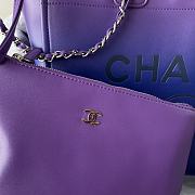 Fortok Chanel Shopping Bag Gradient Calfskin & Silver Metal Purple, Blue & Dark Blue AS3351 31cm  - 3