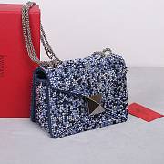 Fortok Valentino One Stud Chain Bag In Denim With Rhinestones 19x14x11cm - 3