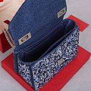 Fortok Valentino One Stud Chain Bag In Denim With Rhinestones 19x14x11cm - 2