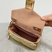 Fortok Valentino Gold One Stud Chain Bag In Denim With Rhinestones 19x14x11cm - 5