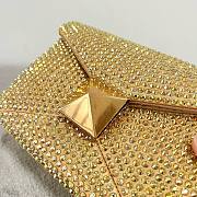 Fortok Valentino Gold One Stud Chain Bag In Denim With Rhinestones 19x14x11cm - 4
