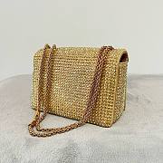 Fortok Valentino Gold One Stud Chain Bag In Denim With Rhinestones 19x14x11cm - 3