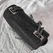 Fortok Valentino Black One Stud Chain Bag In Denim With Rhinestones 19x14x11cm - 6