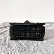 Fortok Valentino Black One Stud Chain Bag In Denim With Rhinestones 19x14x11cm - 4