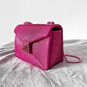 Fortok Valentino Pink One Stud Chain Bag In Denim With Rhinestones 19x14x11cm - 5