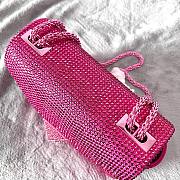 Fortok Valentino Pink One Stud Chain Bag In Denim With Rhinestones 19x14x11cm - 4