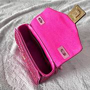 Fortok Valentino Pink One Stud Chain Bag In Denim With Rhinestones 19x14x11cm - 3