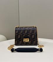 Fortok Fendi Black-Brown Zucca Leather Small Kan U Shoulder Bag 19cm - 1