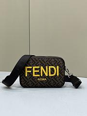 Fortok Fendi Camera Case Brown FF Fabric Bag 23.5x5x16cm - 1