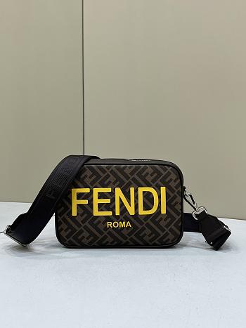 Fortok Fendi Camera Case Brown FF Fabric Bag 23.5x5x16cm