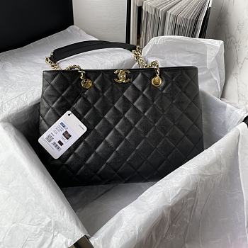 Fortok Chanel Black Caviar Quilted Large Classic Shopping Tote 31x23x14cm