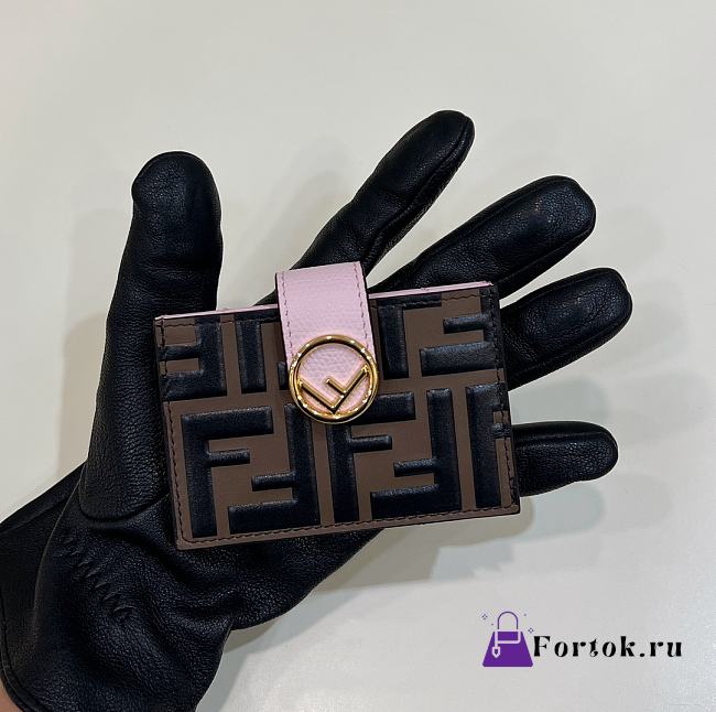 Fortok Fendi Brown and Pink Forever Card Holder 10x6cm - 1