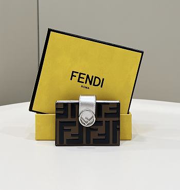 Fortok Fendi Brown and Silver Forever Card Holder 10x6cm