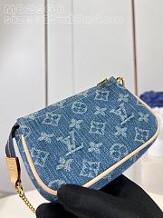 Fortok Louis Vuitton Mini Pochette Accessoires Clutch Bag Blue Denim M82960 15x10x4cm - 6