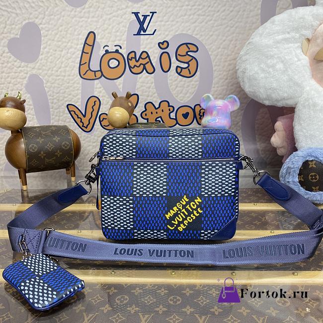 Fortok Louis Vuitton Trio Messenger Bag Blue N40694 25x18.5x7cm - 1