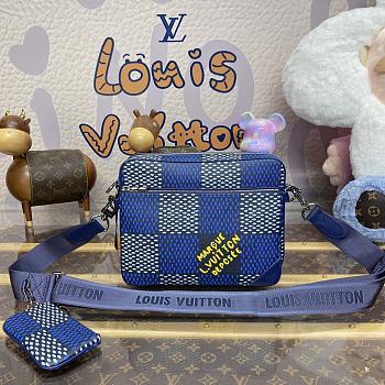 Fortok Louis Vuitton Trio Messenger Bag Blue N40694 25x18.5x7cm