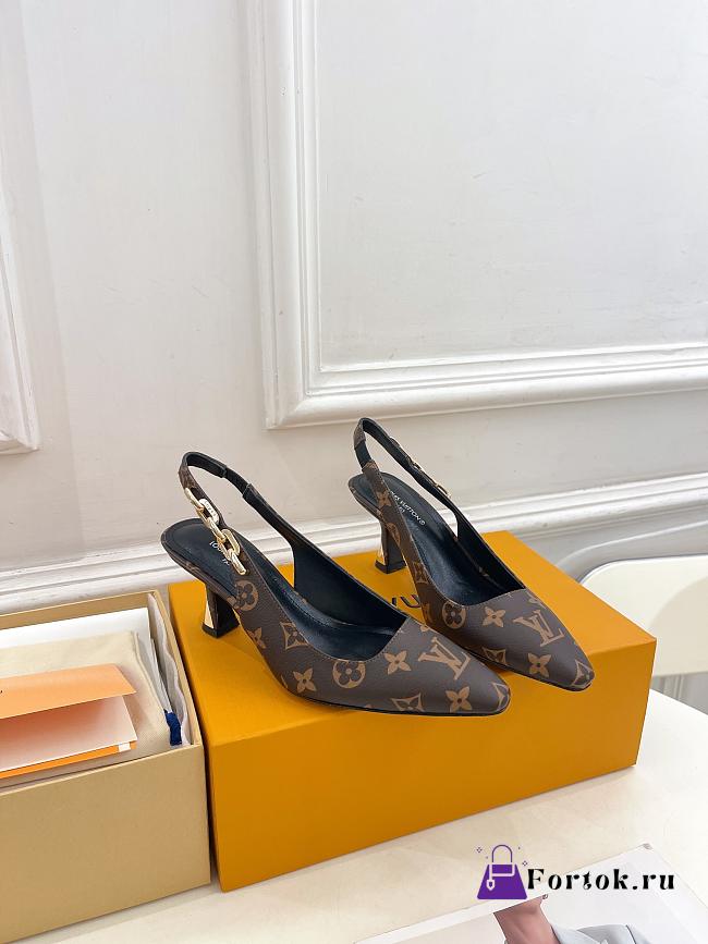 Fortok Louis Vuitton Brown Monogram Slingback Pumps - 1