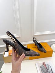 Fortok Louis Vuitton Brown Monogram Slingback Pumps - 5