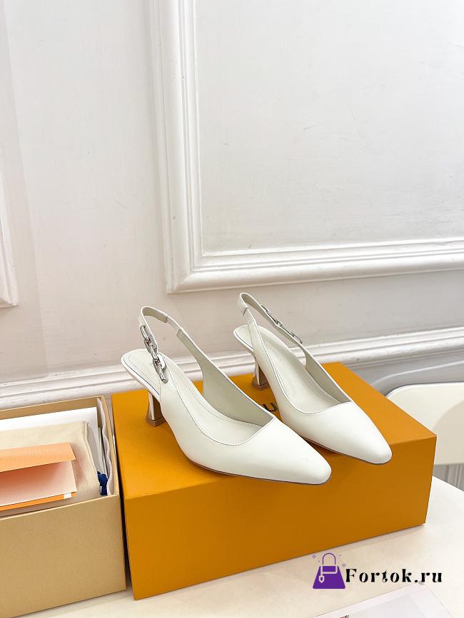 Fortok Louis Vuitton White Slingback Pumps - 1