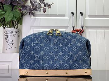 Fortok Louis Vuitton Pochette Cosmétique GM Bag Blue Denim 27x18x9cm