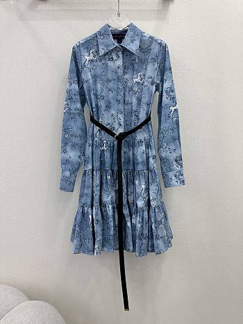 Fortok Louis Vuitton Unicorn Print Belted Shirt Dress 