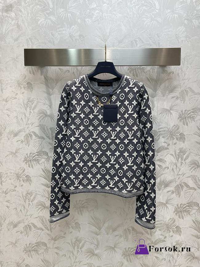 Fortok Louis Vuitton Presbyopic Round-neck Sweater Grey - 1
