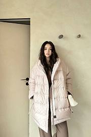 Fortok Louis Vuitton Monogram Jacquard Puffer Wrap Coat Beige - 1