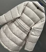 Fortok Louis Vuitton Monogram Jacquard Puffer Wrap Coat Beige - 4