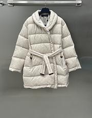 Fortok Louis Vuitton Monogram Jacquard Puffer Wrap Coat Beige - 3