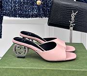 Fortok Gucci Interlocking G Heel Sandals Light Pink Leather - 1