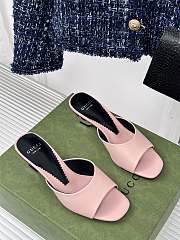 Fortok Gucci Interlocking G Heel Sandals Light Pink Leather - 6