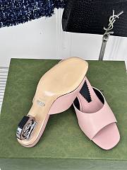 Fortok Gucci Interlocking G Heel Sandals Light Pink Leather - 5