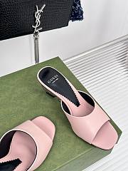 Fortok Gucci Interlocking G Heel Sandals Light Pink Leather - 4