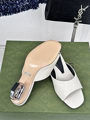 Fortok Gucci Interlocking G Heel Sandals White Leather - 5