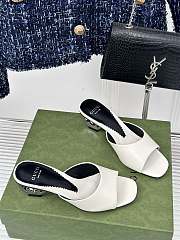 Fortok Gucci Interlocking G Heel Sandals White Leather - 4