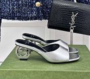 Fortok Gucci Interlocking G Heel Sandals Silver Leather - 1