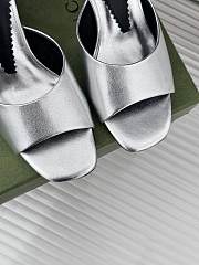 Fortok Gucci Interlocking G Heel Sandals Silver Leather - 2