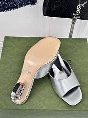 Fortok Gucci Interlocking G Heel Sandals Silver Leather - 5