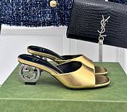 Fortok Gucci Interlocking G Heel Sandals Gold Leather - 1