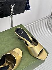 Fortok Gucci Interlocking G Heel Sandals Gold Leather - 6
