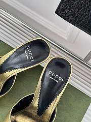 Fortok Gucci Interlocking G Heel Sandals Gold Leather - 5