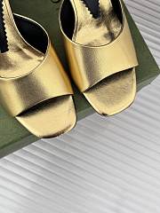 Fortok Gucci Interlocking G Heel Sandals Gold Leather - 4