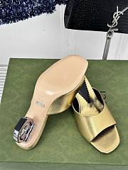 Fortok Gucci Interlocking G Heel Sandals Gold Leather - 3