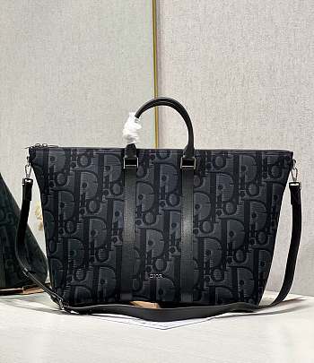 Fortok Dior Black Obique Weekender Tote Bag 40×33×22.5cm 