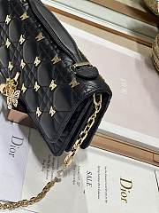 Fortok Dior Mini Miss Bag Black Cannage Lambskin with Gold-Finish Butterfly Studs 21x11.5x4.5cm - 4