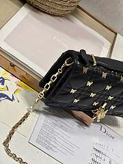 Fortok Dior Mini Miss Bag Black Cannage Lambskin with Gold-Finish Butterfly Studs 21x11.5x4.5cm - 2