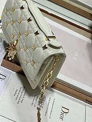 Fortok Dior Mini Miss Bag White Cannage Lambskin with Gold-Finish Butterfly Studs 21x11.5x4.5cm - 6