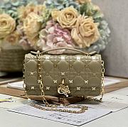 Fortok Dior Mini Miss Bag Green Cannage Lambskin with Gold-Finish Butterfly Studs 21x11.5x4.5cm - 1